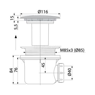 Сифон для душевого поддона AlcaPlast бронза-antic A49ANTIC